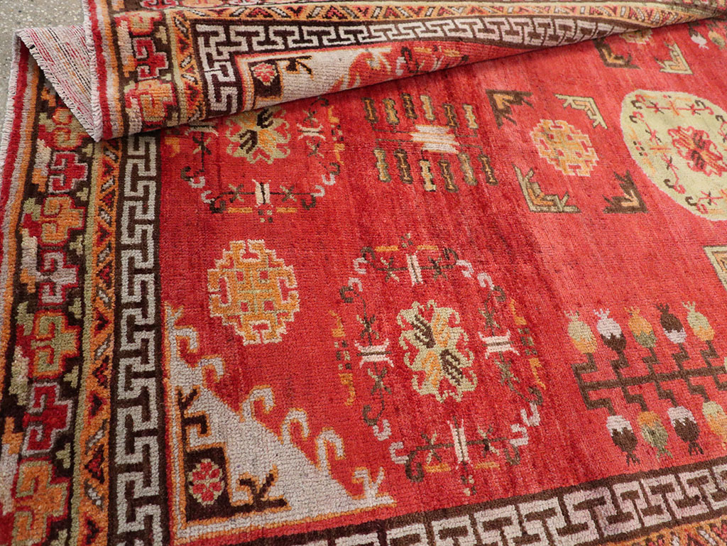 Antique East Turkestan Khotan Accent Rug, No.33282 - Staging