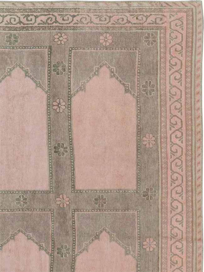 Vintage East Turkestan Khotan Square Accent Carpet, No.33284 - Staging