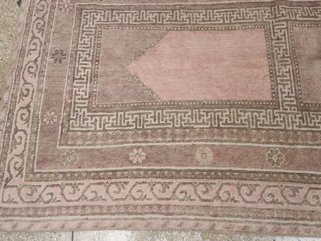 Vintage East Turkestan Khotan Square Accent Carpet, No.33284 - Staging