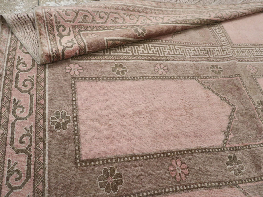 Vintage East Turkestan Khotan Square Accent Carpet, No.33284 - Staging