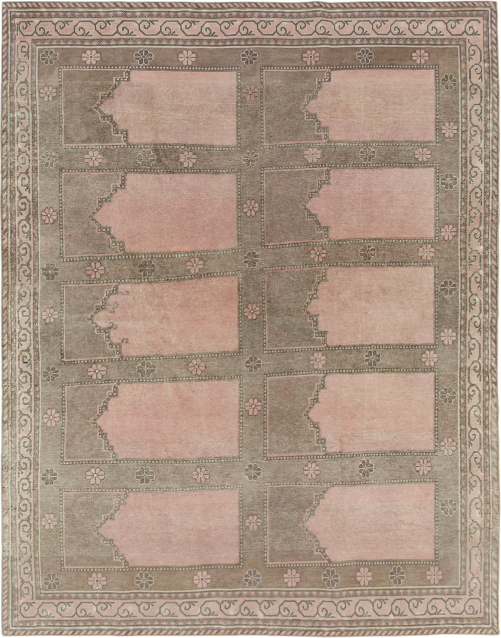 Vintage East Turkestan Khotan Accent Carpet, No.33285 - Staging