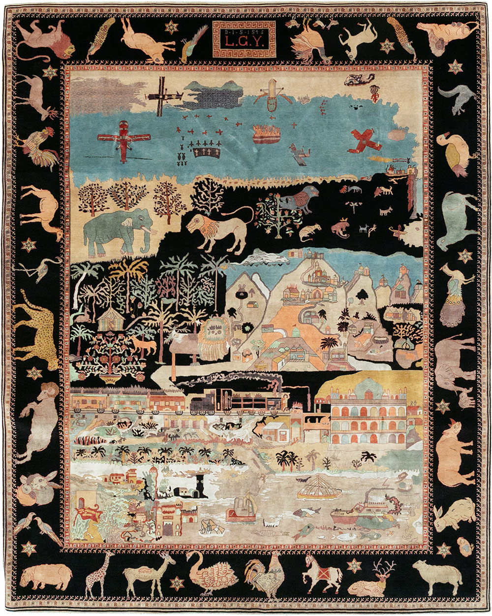 Vintage Indo-Persian Tabriz Room Size Carpet, No.33286 - Staging