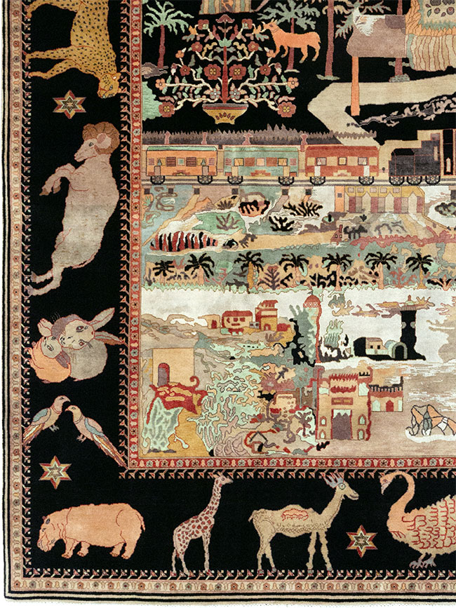 Vintage Indo-Persian Tabriz Room Size Carpet, No.33286 - Staging