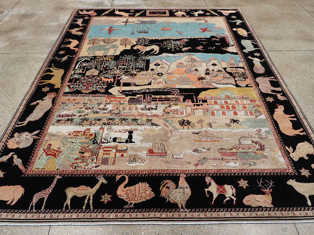 Vintage Indo-Persian Tabriz Room Size Carpet, No.33286 - Staging