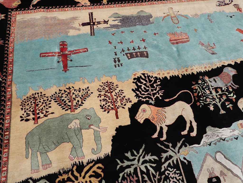 Vintage Indo-Persian Tabriz Room Size Carpet, No.33286 - Staging