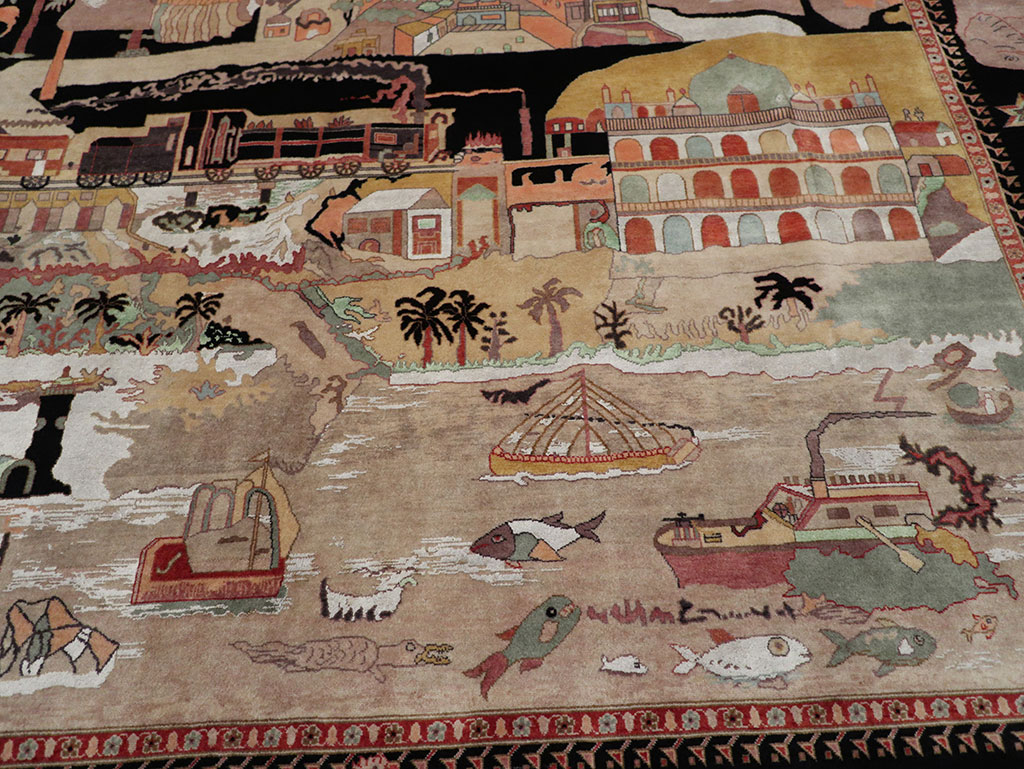 Vintage Indo-Persian Tabriz Room Size Carpet, No.33286 - Staging