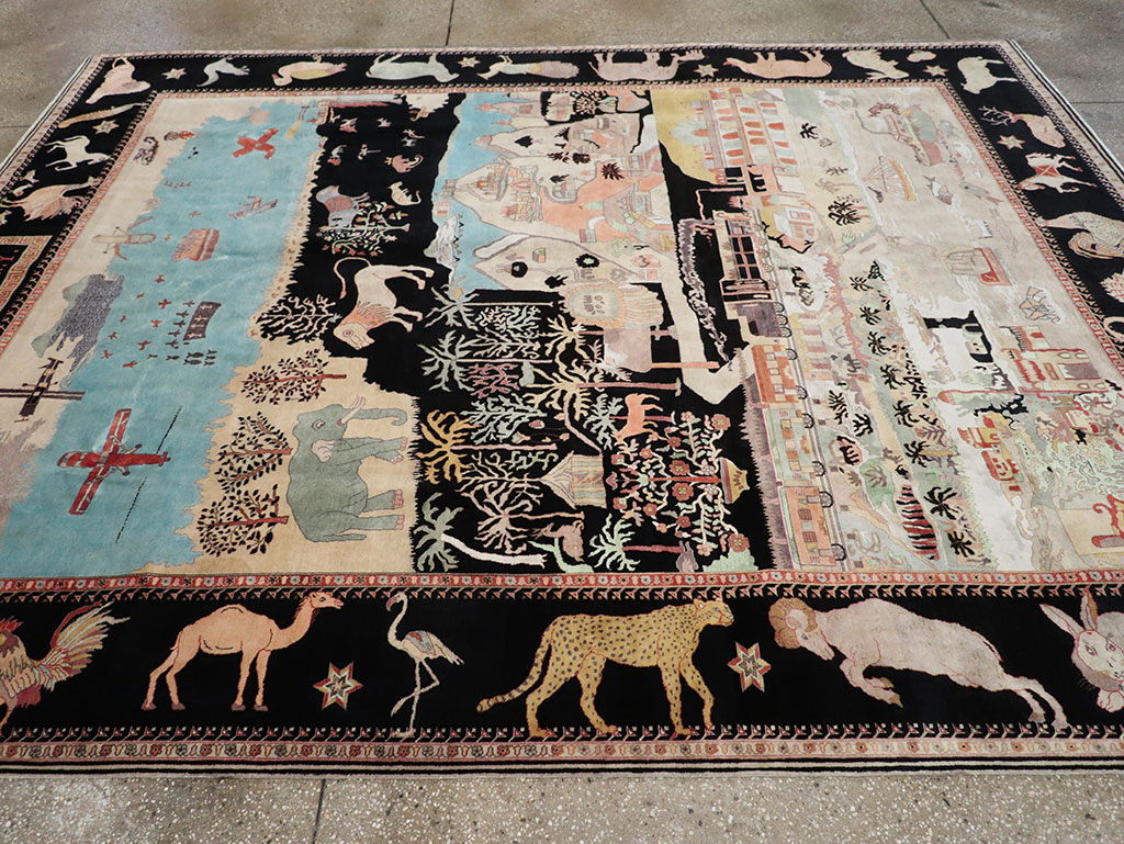 Vintage Indo-Persian Tabriz Room Size Carpet, No.33286 - Staging