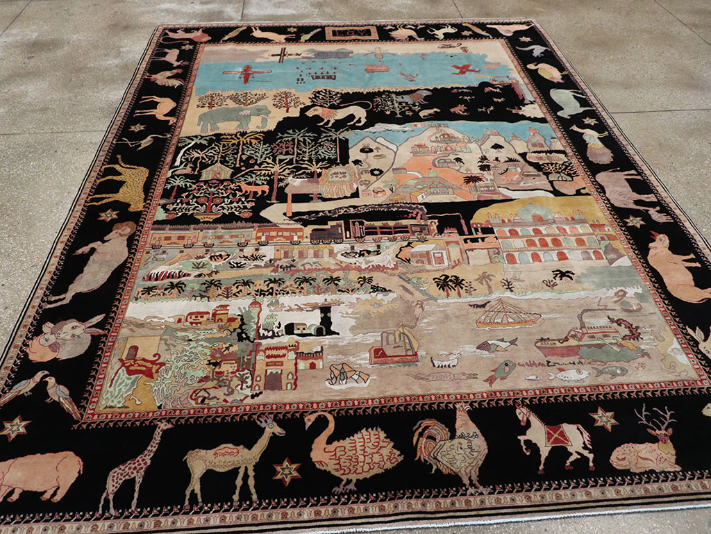 Vintage Indo-Persian Tabriz Room Size Carpet, No.33286 - Staging