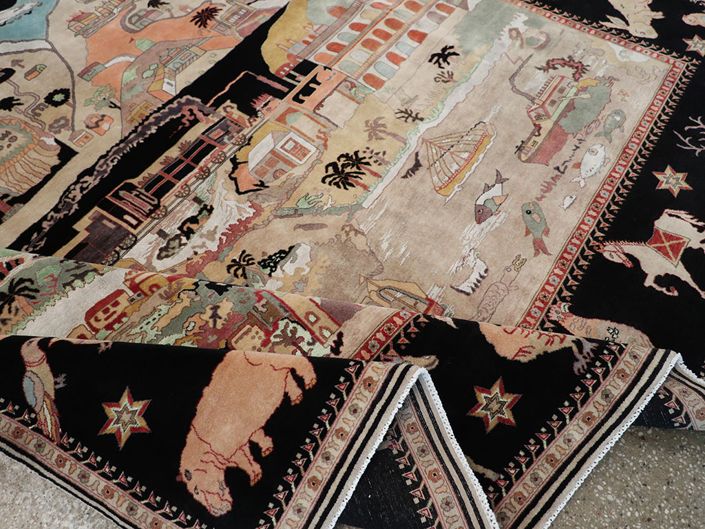 Vintage Indo-Persian Tabriz Room Size Carpet, No.33286 - Staging