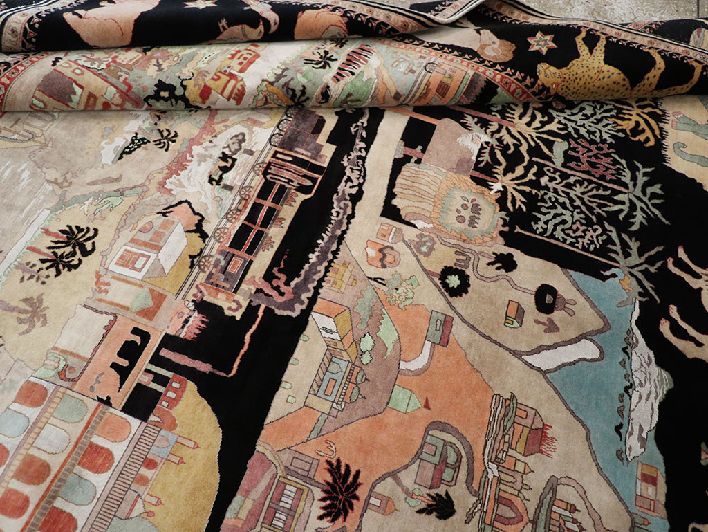 Vintage Indo-Persian Tabriz Room Size Carpet, No.33286 - Staging