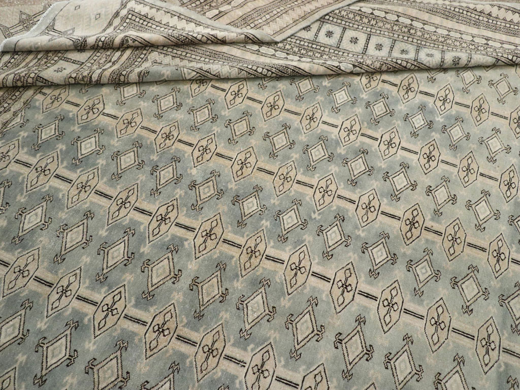 Vintage Central Asian Bokhara Room Size Carpet, No.33287 - Staging