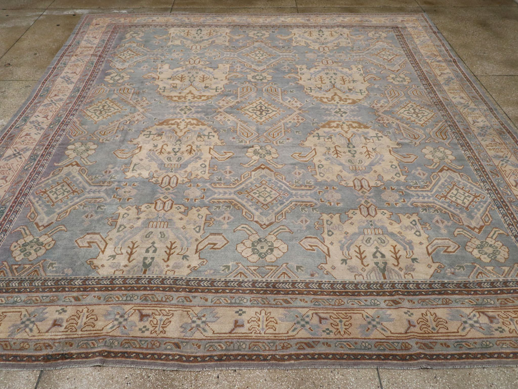 Antique Turkish Oushak Large Square Room Size Carpet, No.33295 - Staging