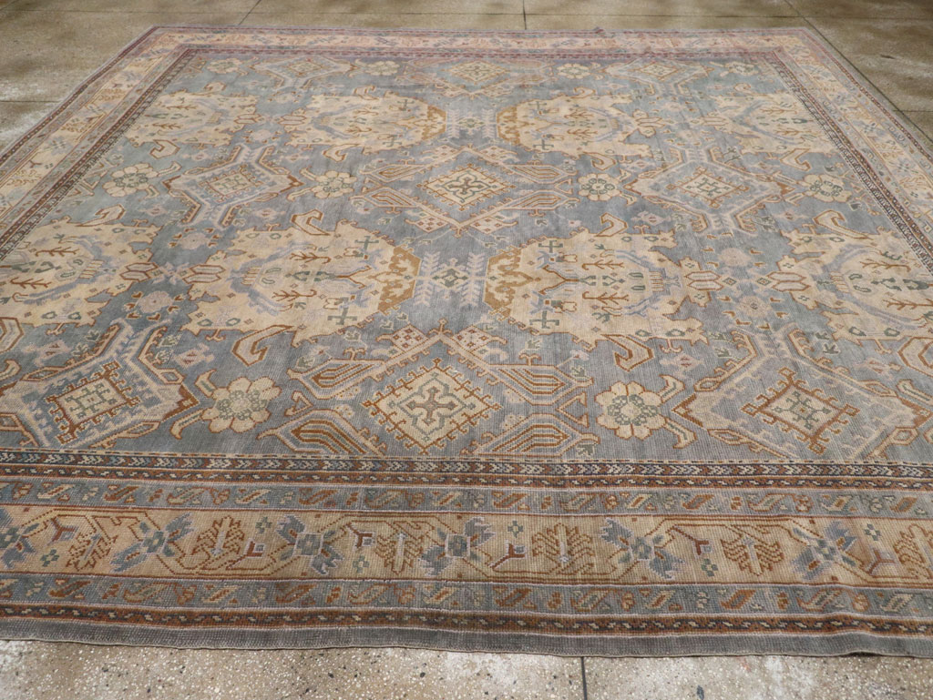 Antique Turkish Oushak Large Square Room Size Carpet, No.33295 - Staging