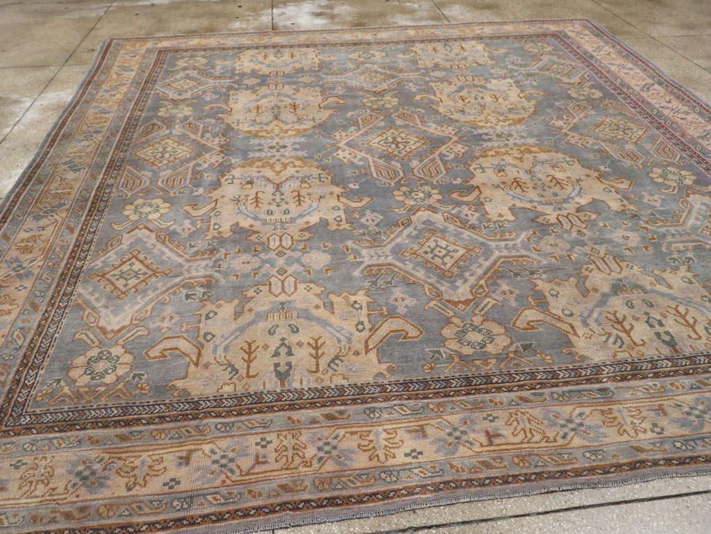 Antique Turkish Oushak Large Square Room Size Carpet, No.33295 - Staging