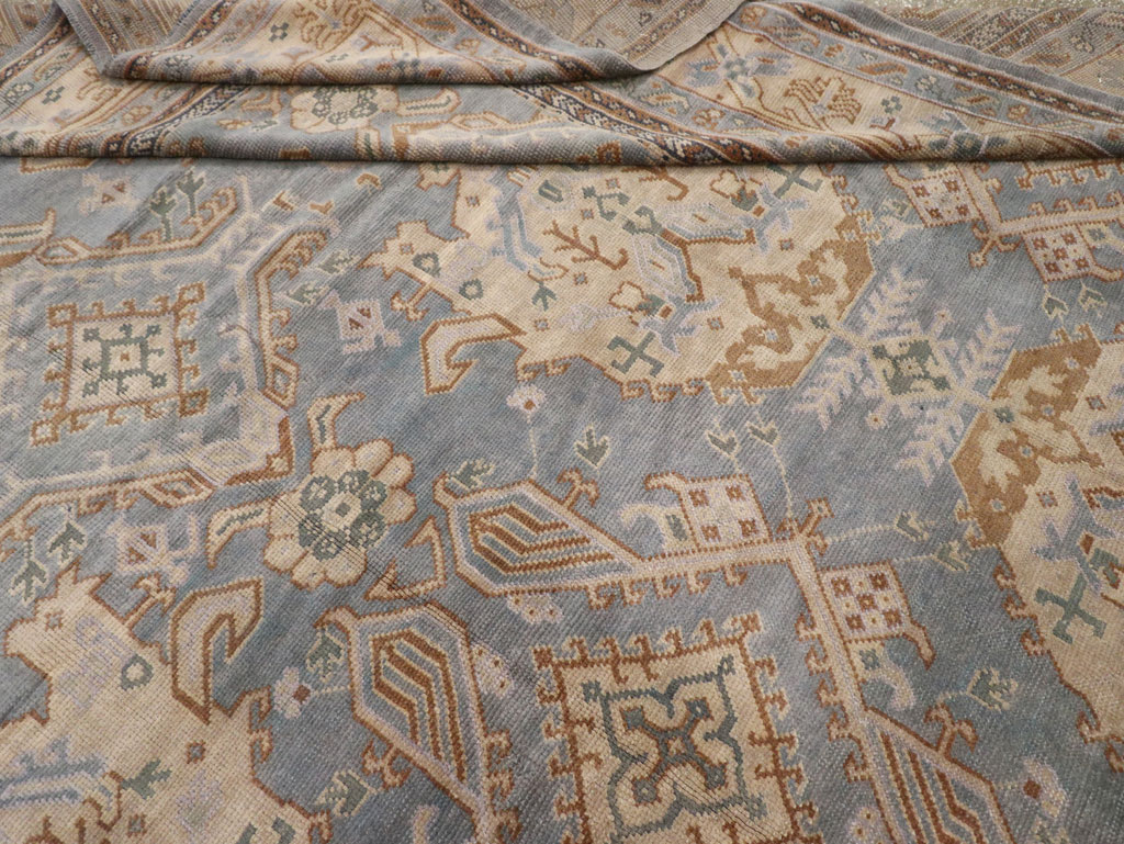 Antique Turkish Oushak Large Square Room Size Carpet, No.33295 - Staging