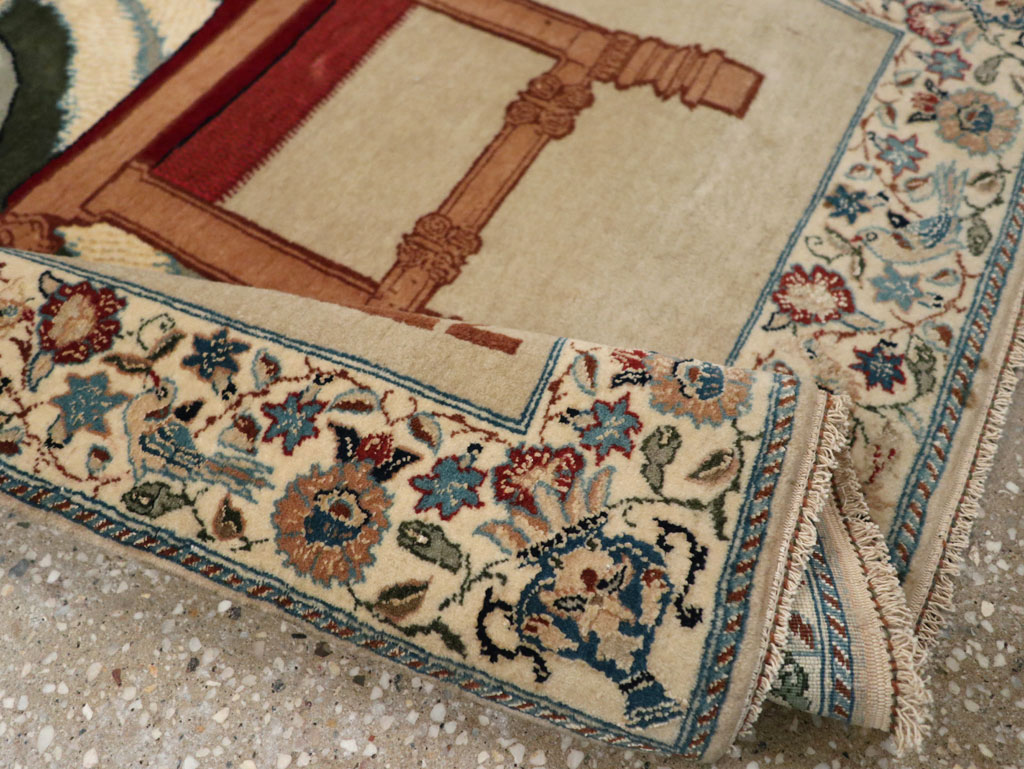 Vintage Persian Nain Pictorial Rug, No.33296 - Staging