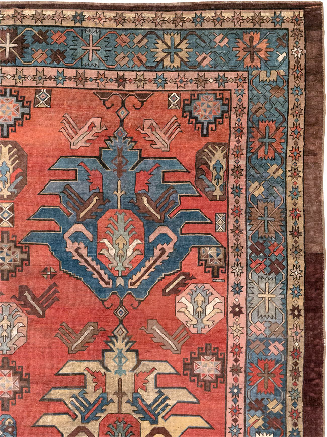 Antique Persian Bakshaish Room Size Carpet, No.33301 - Staging
