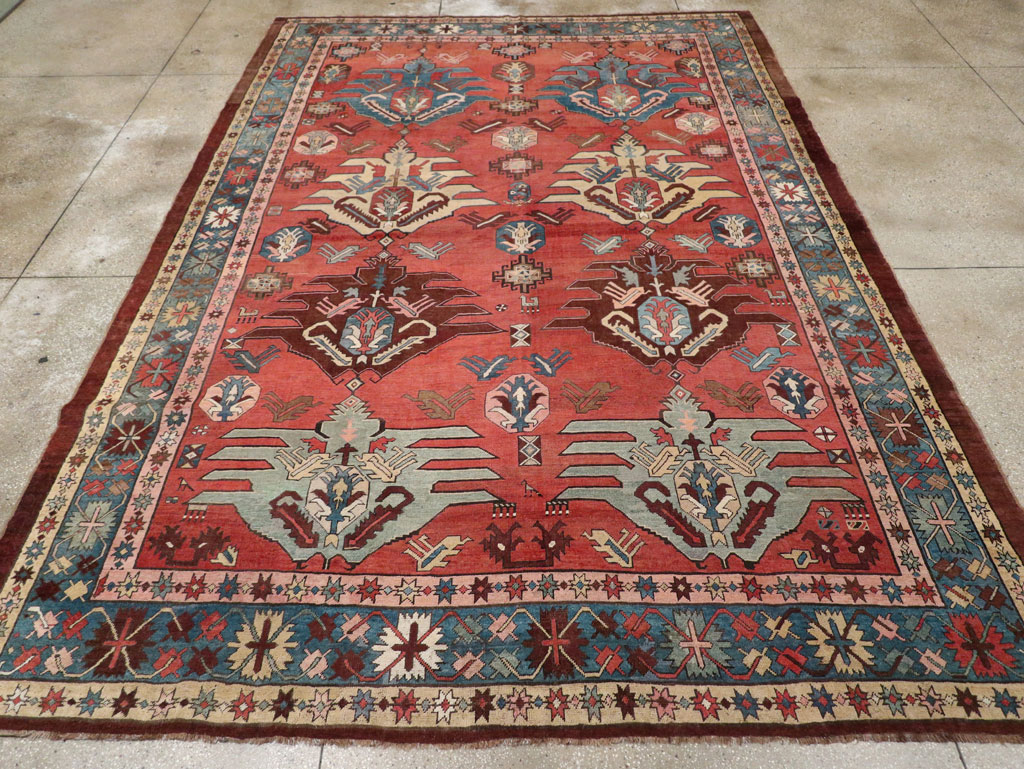 Antique Persian Bakshaish Room Size Carpet, No.33301 - Staging