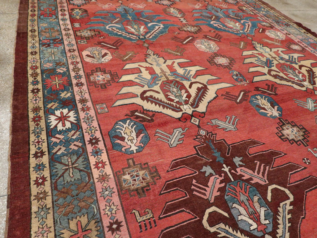 Antique Persian Bakshaish Room Size Carpet, No.33301 - Staging