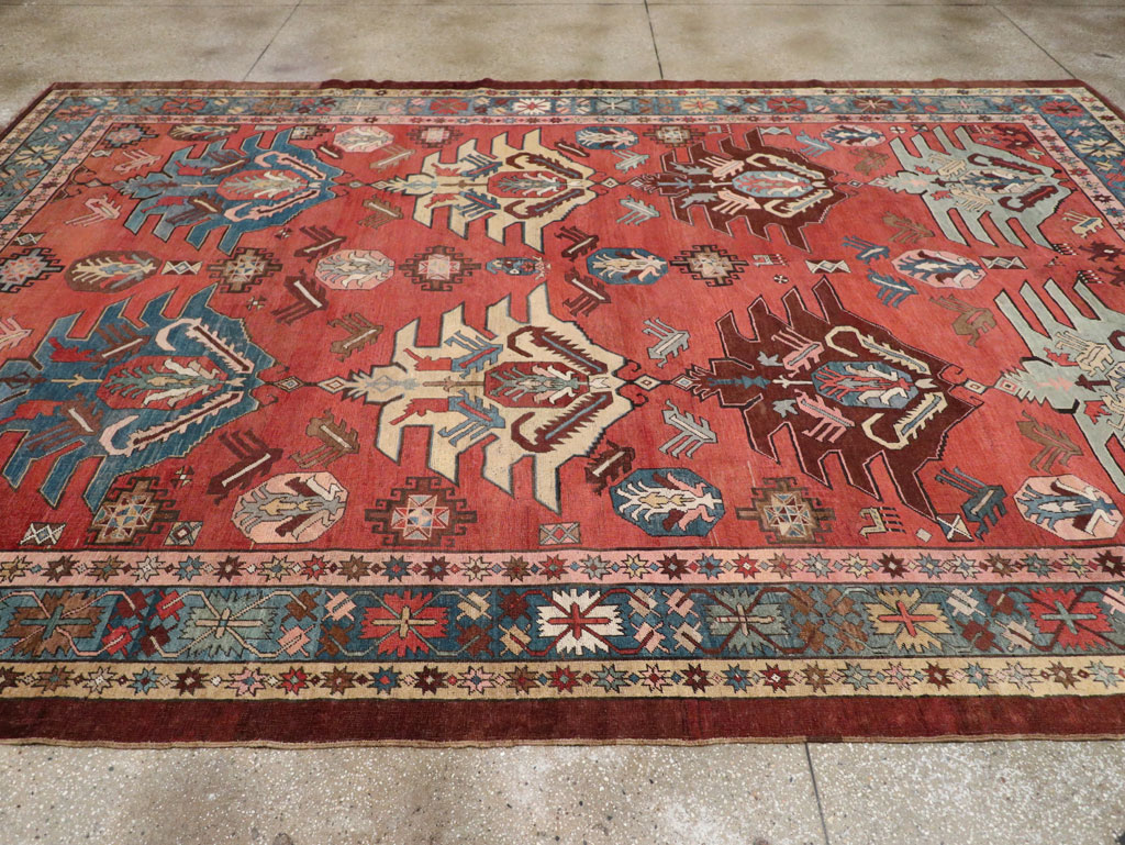 Antique Persian Bakshaish Room Size Carpet, No.33301 - Staging