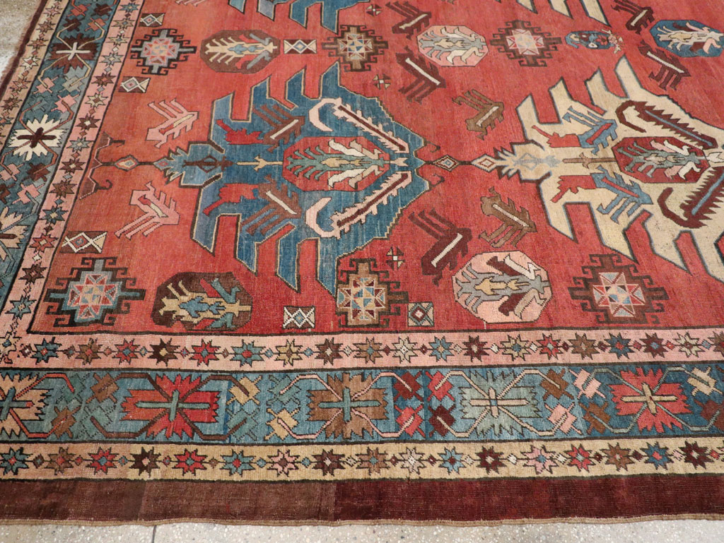 Antique Persian Bakshaish Room Size Carpet, No.33301 - Staging