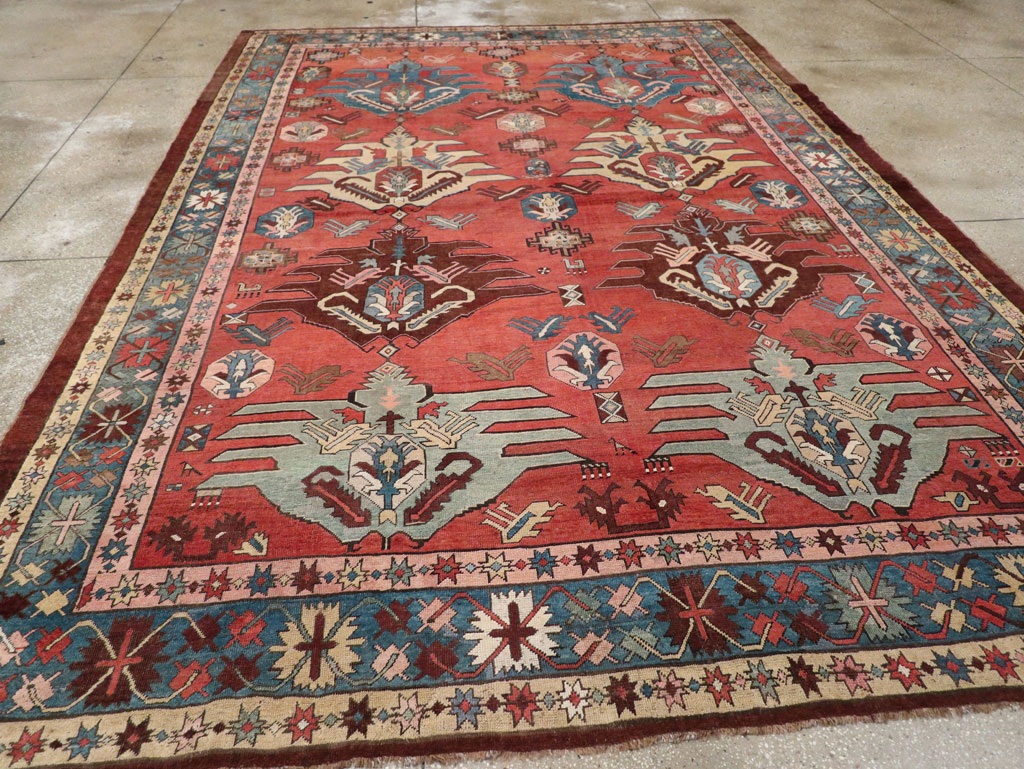 Antique Persian Bakshaish Room Size Carpet, No.33301 - Staging