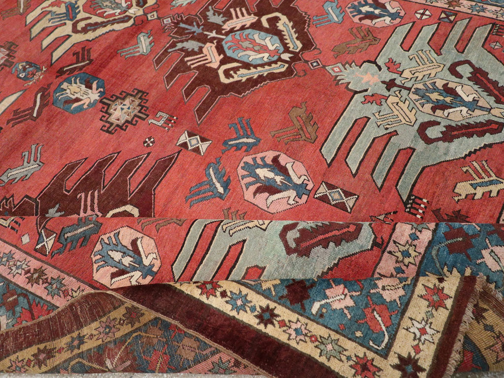 Antique Persian Bakshaish Room Size Carpet, No.33301 - Staging