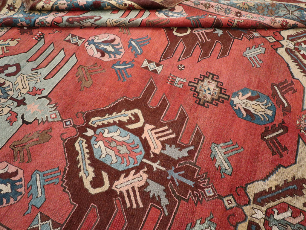 Antique Persian Bakshaish Room Size Carpet, No.33301 - Staging