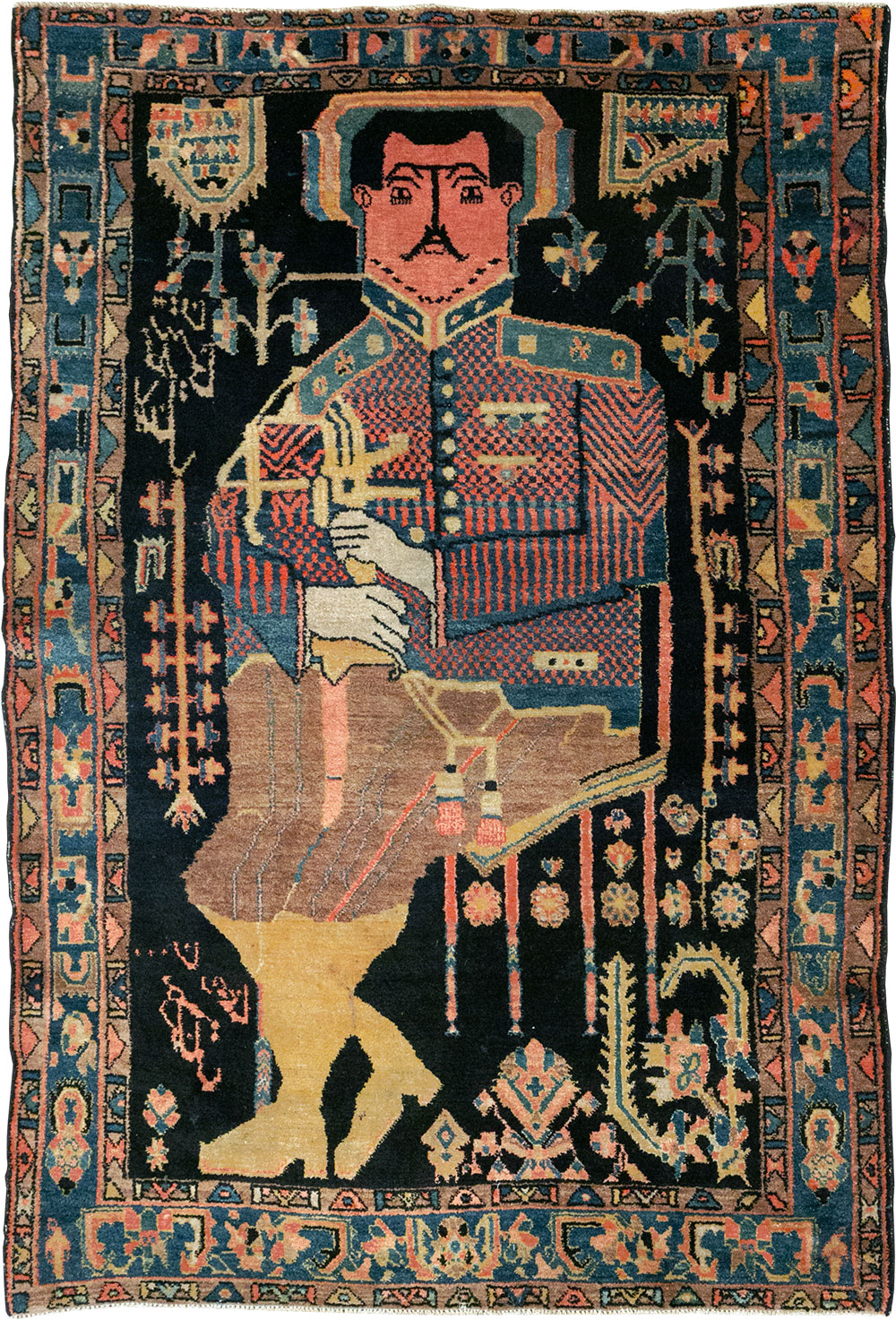 Vintage Persian Malayer Pictorial Rug, No.33302 - Staging