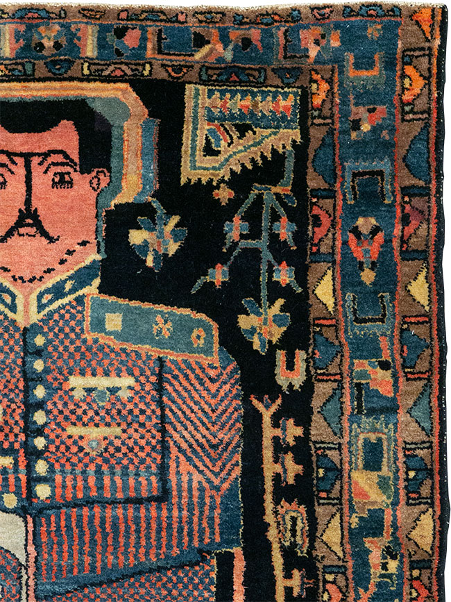 Vintage Persian Malayer Pictorial Rug, No.33302 - Staging