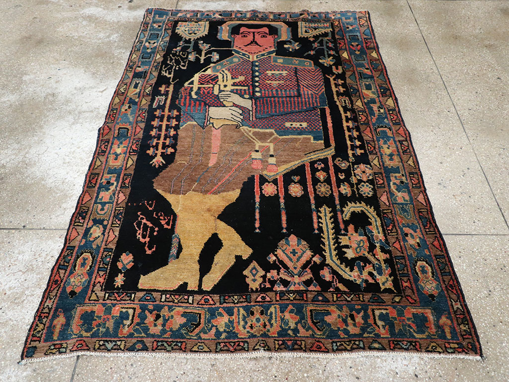 Vintage Persian Malayer Pictorial Rug, No.33302 - Staging
