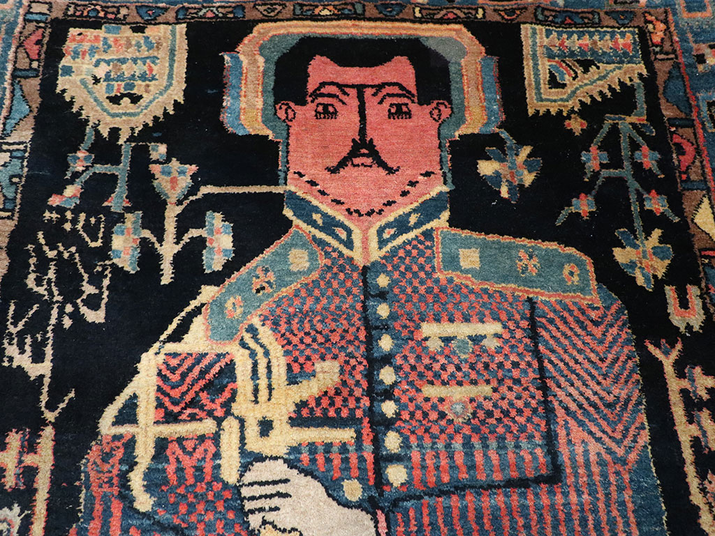 Vintage Persian Malayer Pictorial Rug, No.33302 - Staging