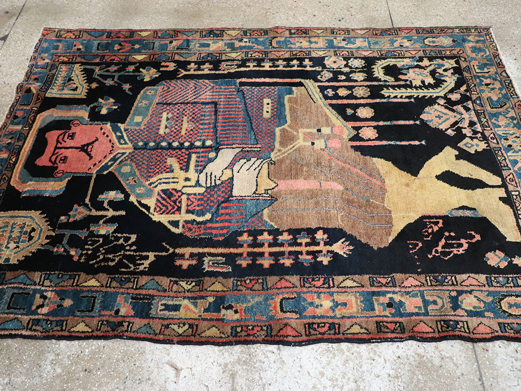 Vintage Persian Malayer Pictorial Rug, No.33302 - Staging