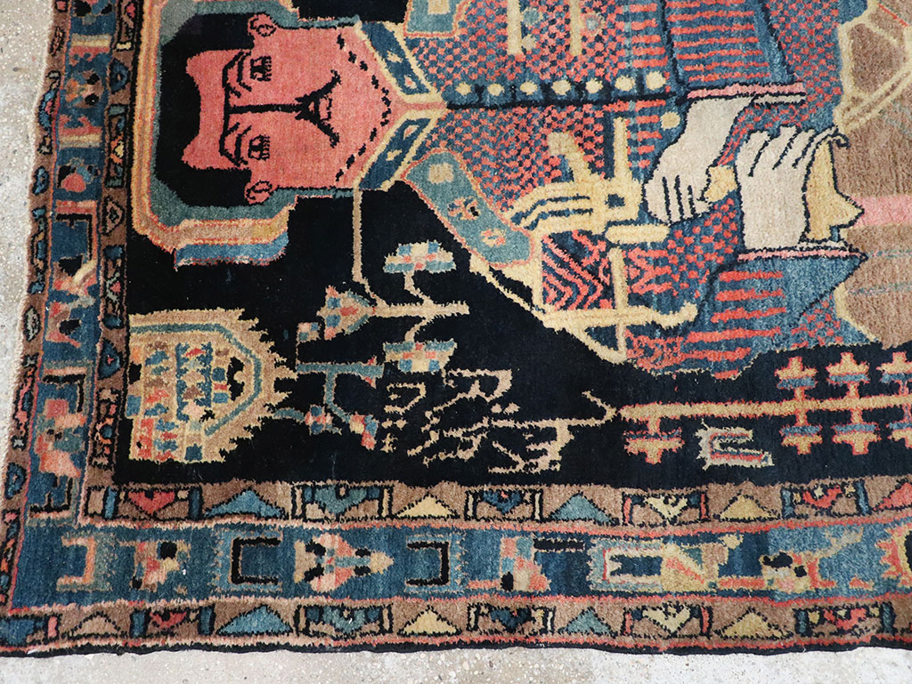 Vintage Persian Malayer Pictorial Rug, No.33302 - Staging