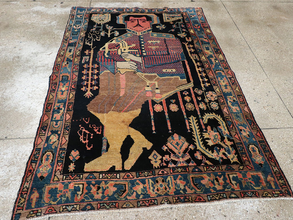 Vintage Persian Malayer Pictorial Rug, No.33302 - Staging