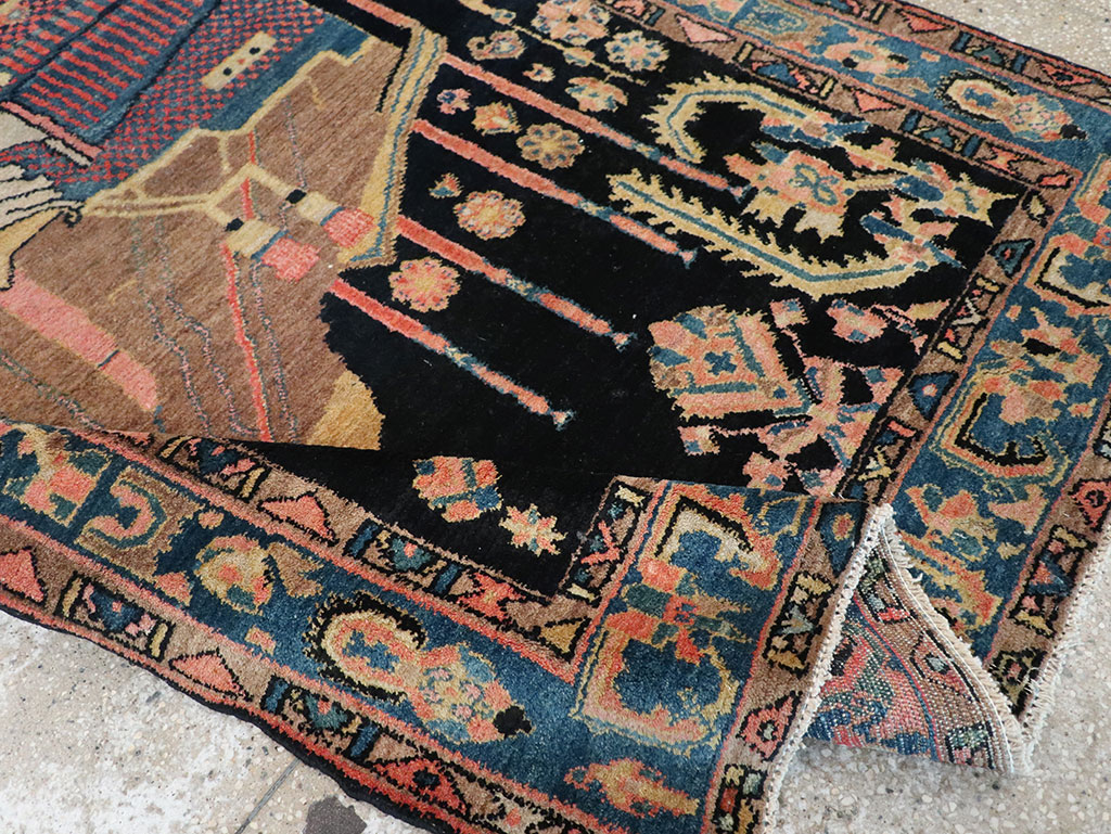 Vintage Persian Malayer Pictorial Rug, No.33302 - Staging