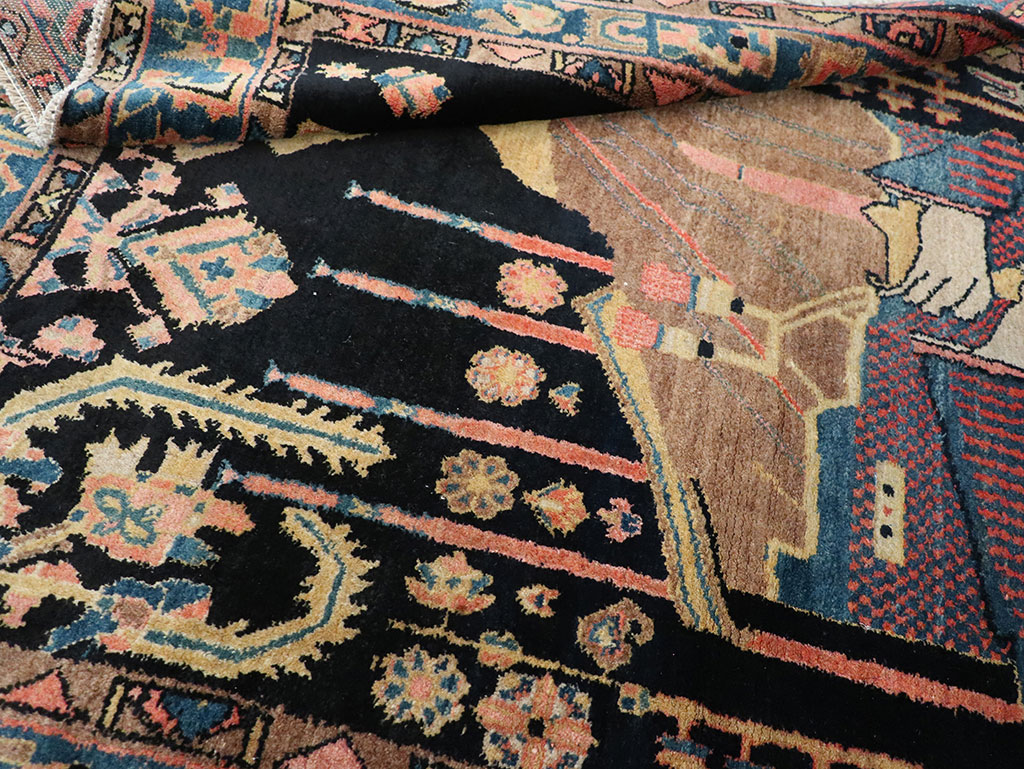 Vintage Persian Malayer Pictorial Rug, No.33302 - Staging