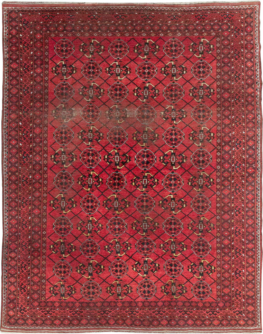 Vintage Central Asian Turkoman Room Size Rug, No.33307 - Staging