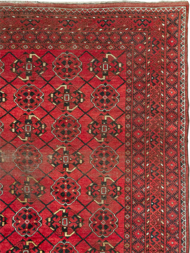 Vintage Central Asian Turkoman Room Size Rug, No.33307 - Staging
