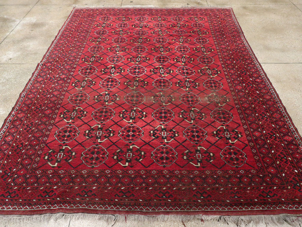 Vintage Central Asian Turkoman Room Size Rug, No.33307 - Staging