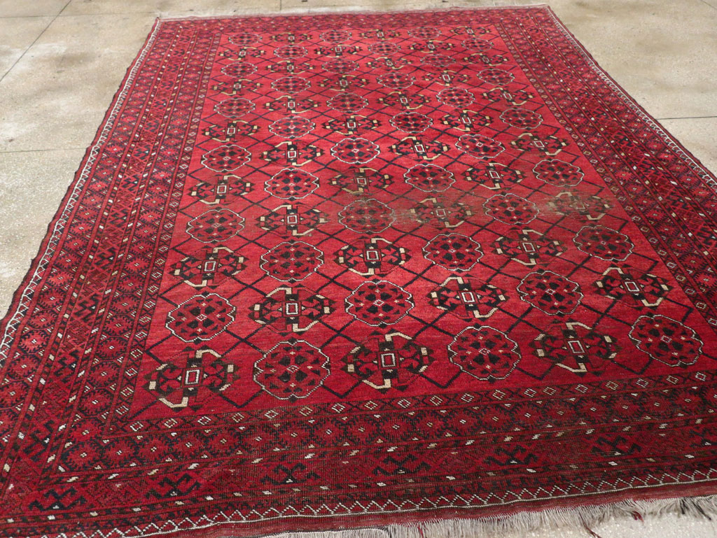 Vintage Central Asian Turkoman Room Size Rug, No.33307 - Staging
