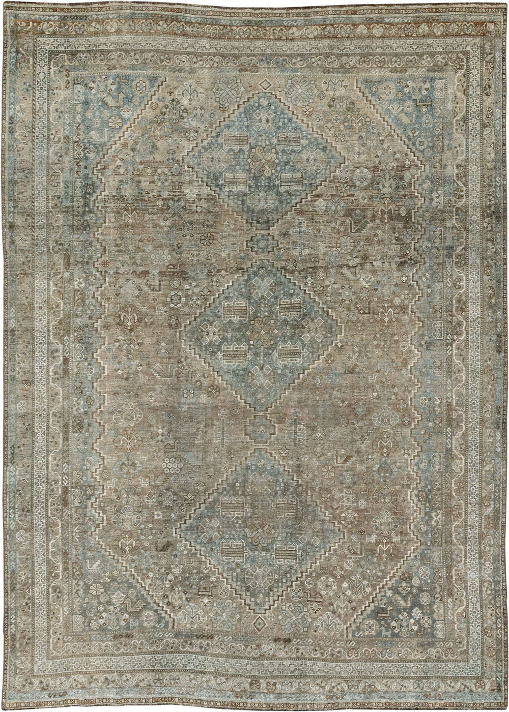 Vintage Persian Shiraz Accent Carpet, No.33310 - Staging