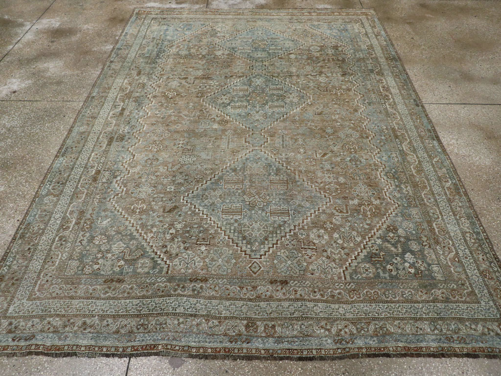 Vintage Persian Shiraz Accent Carpet, No.33310 - Staging