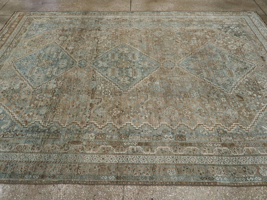 Vintage Persian Shiraz Accent Carpet, No.33310 - Staging