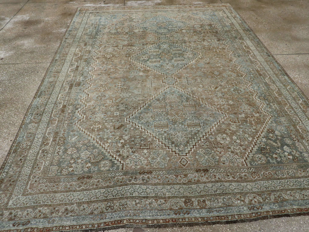 Vintage Persian Shiraz Accent Carpet, No.33310 - Staging
