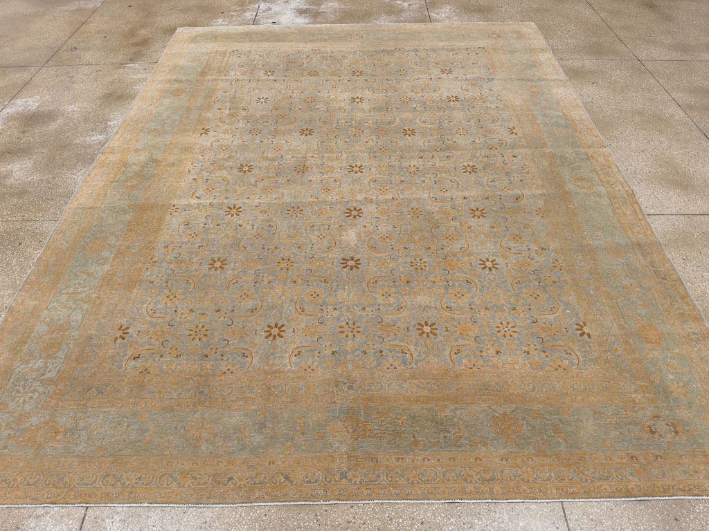 Antique Persian Tabriz Room Size Carpet, No.33312 - Staging