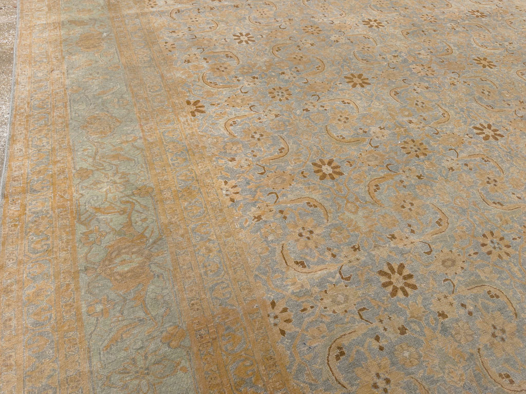 Antique Persian Tabriz Room Size Carpet, No.33312 - Staging