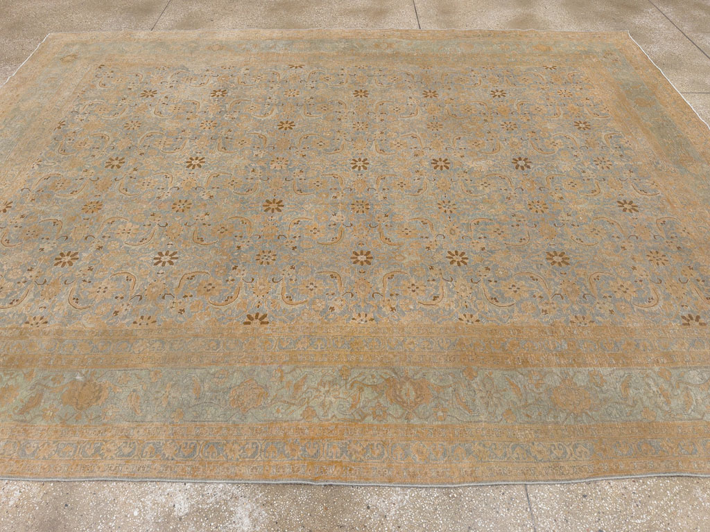 Antique Persian Tabriz Room Size Carpet, No.33312 - Staging