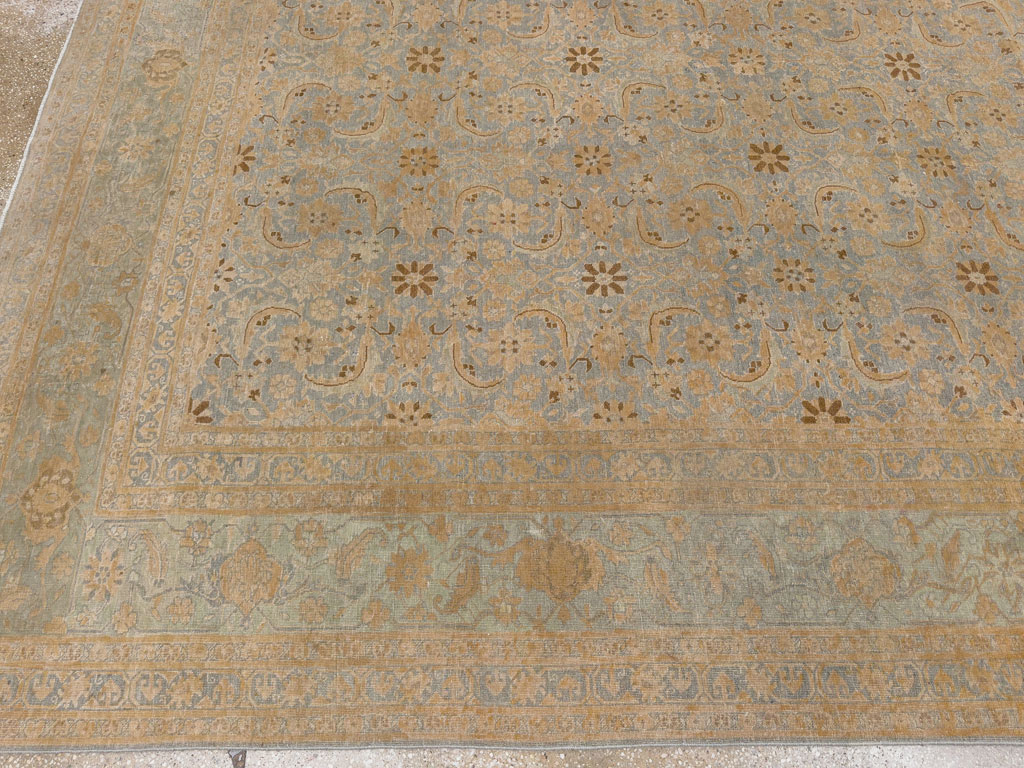 Antique Persian Tabriz Room Size Carpet, No.33312 - Staging