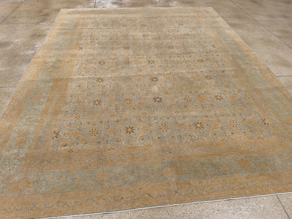 Antique Persian Tabriz Room Size Carpet, No.33312 - Staging